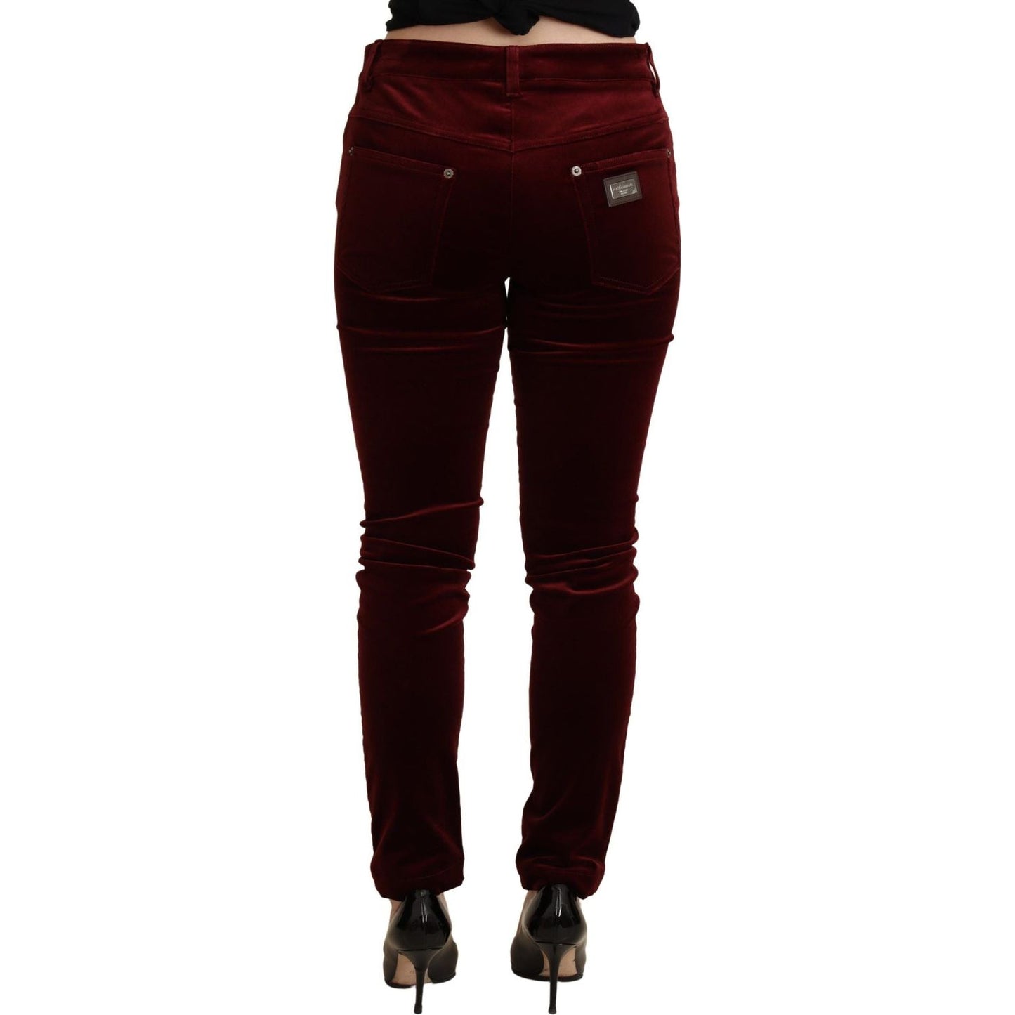 Dolce & Gabbana Exquisite Bordeaux Red Skinny Pants bordeaux-red-velvet-skinny-trouser