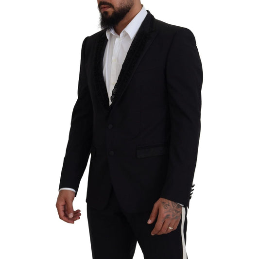 Dolce & Gabbana Elegant Black Silk-Lined Evening Blazer black-martini-slim-fit-jacket-blazer