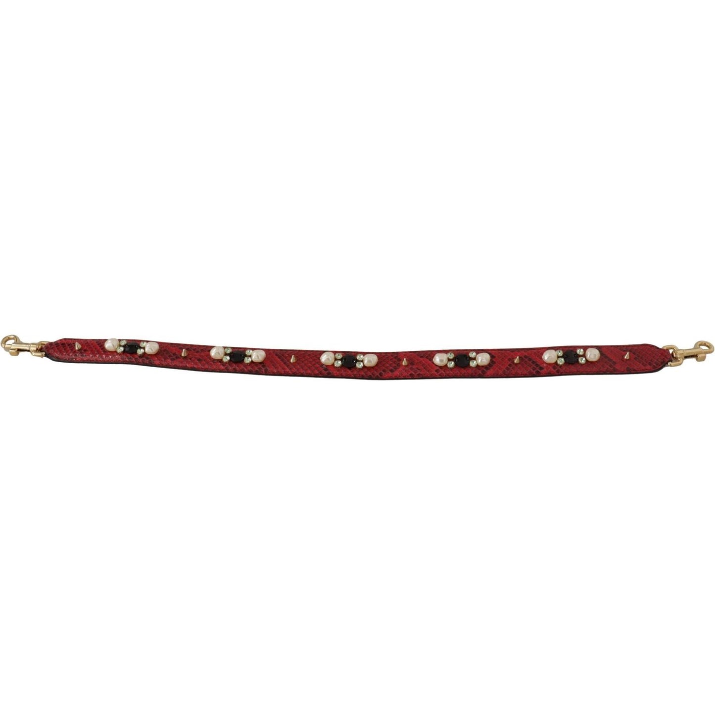Dolce & Gabbana Elegant Red Python Leather Shoulder Strap red-exotic-leather-crystals-bag-shoulder-strap