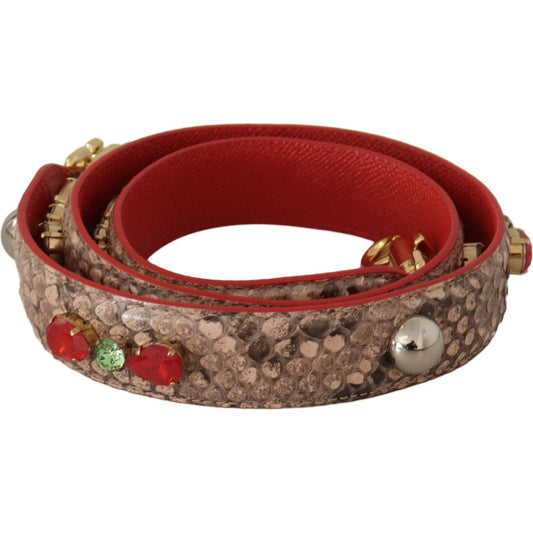 Dolce & Gabbana Chic Brown Python Leather Bag Strap brown-python-leather-crystals-shoulder-strap IMG_9665-1-9fd36072-470.jpg