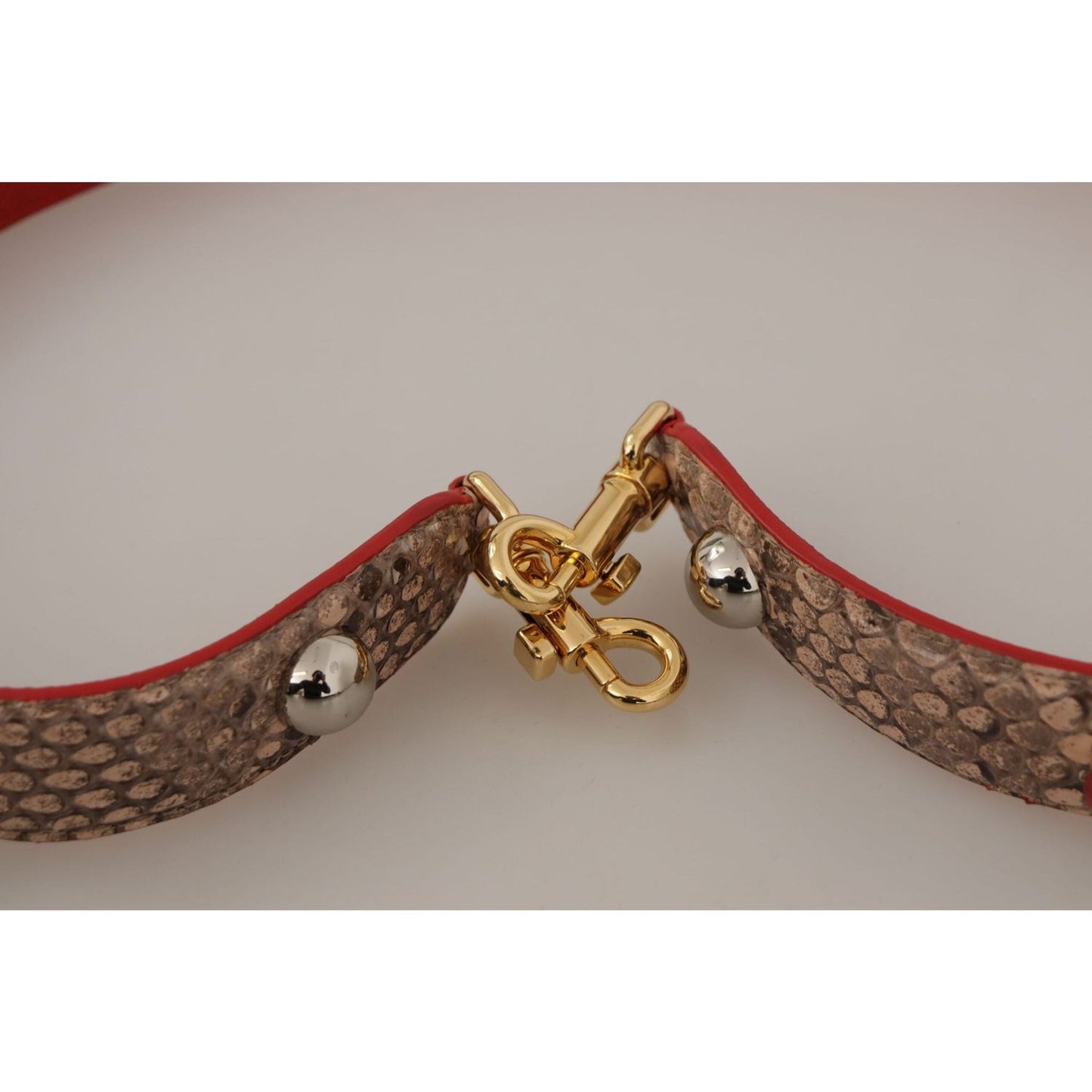 Dolce & Gabbana Chic Brown Python Leather Bag Strap brown-python-leather-crystals-shoulder-strap