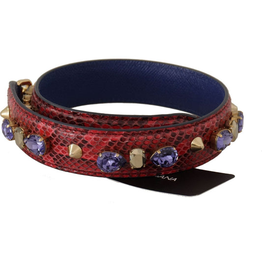 Dolce & Gabbana Elegant Red Python Leather Handbag Strap red-exotic-leather-crystals-bag-shoulder-strap-1 IMG_9685-scaled-38b994e5-09a.jpg