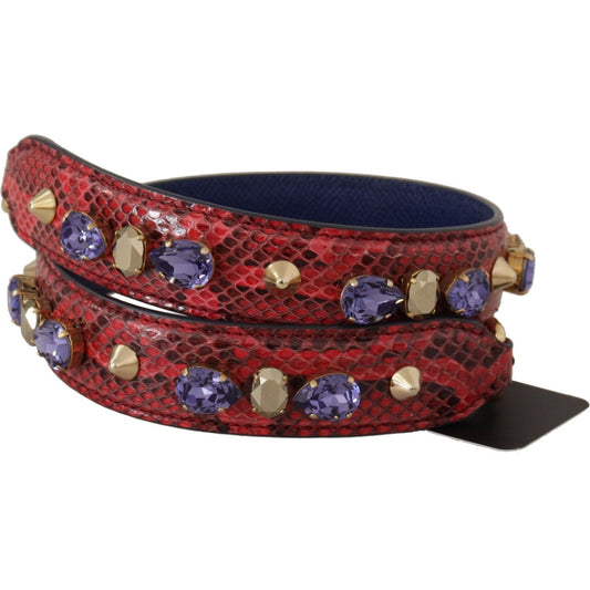 Dolce & Gabbana Elegant Red Python Leather Handbag Strap red-exotic-leather-crystals-bag-shoulder-strap-1 IMG_9686-scaled-2efc89a1-252.jpg