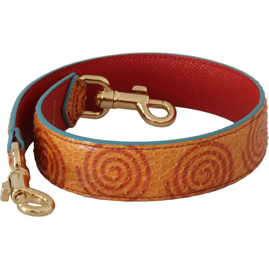 Dolce & Gabbana Chic Orange Leather Shoulder Strap Accessory orange-leather-swirl-print-bag-shoulder-strap IMG_9696-1-ca727044-58b.jpg