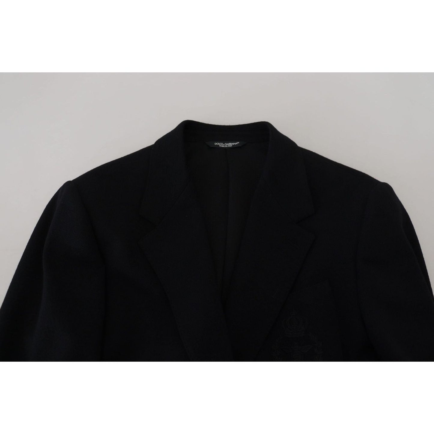 Dolce & Gabbana Elegant Single Breasted Black Wool Blazer black-wool-crown-slim-fit-jacket-blazer