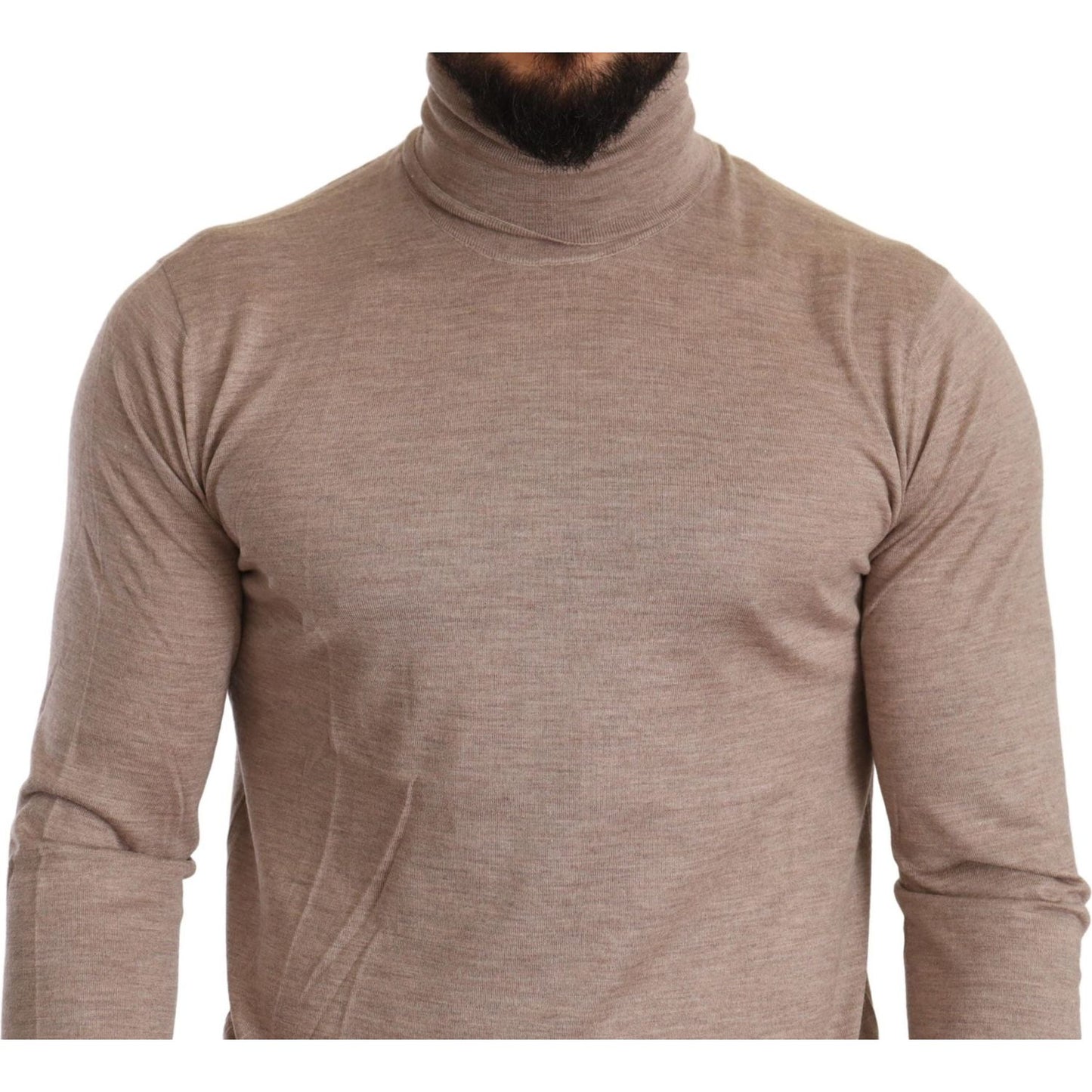 Dolce & Gabbana Beige Turtleneck Cashmere-Silk Blend Sweater beige-cashmere-turtleneck-pullover-sweater