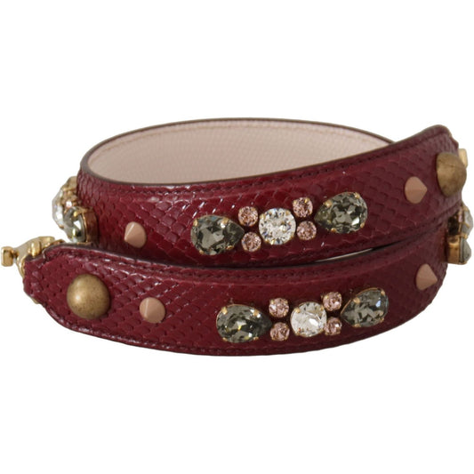 Dolce & Gabbana Elegant Python Leather Bag Strap in Bordeaux bordeaux-leather-crystals-bag-shoulder-strap IMG_9716-2-scaled-b79de67a-f50.jpg