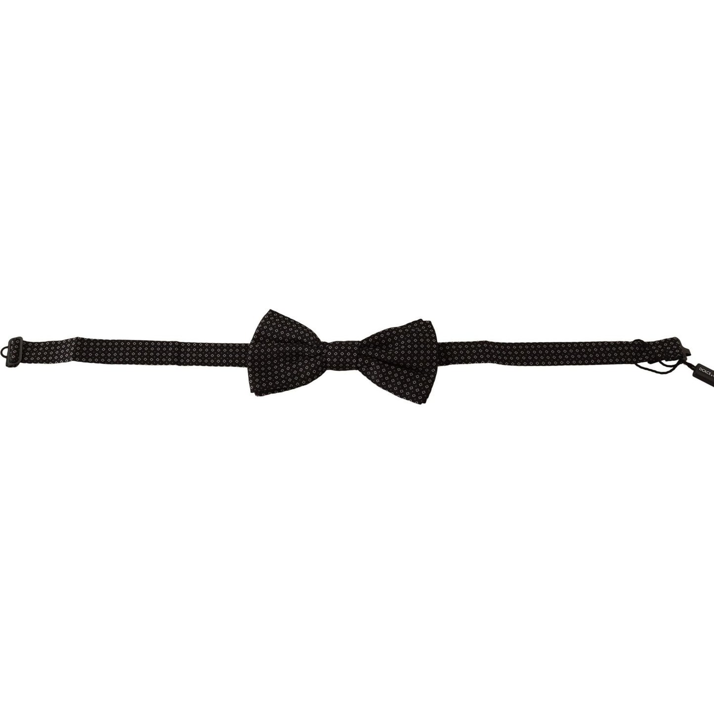 Dolce & Gabbana Elegant Black Patterned Silk Bow Tie black-patterned-adjustable-neck-papillon-bow-tie