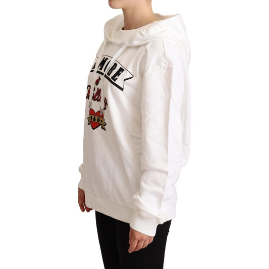 Dolce & Gabbana White L'Amore Motive Hooded Sweater white-lamore-hooded-pullover-sweater