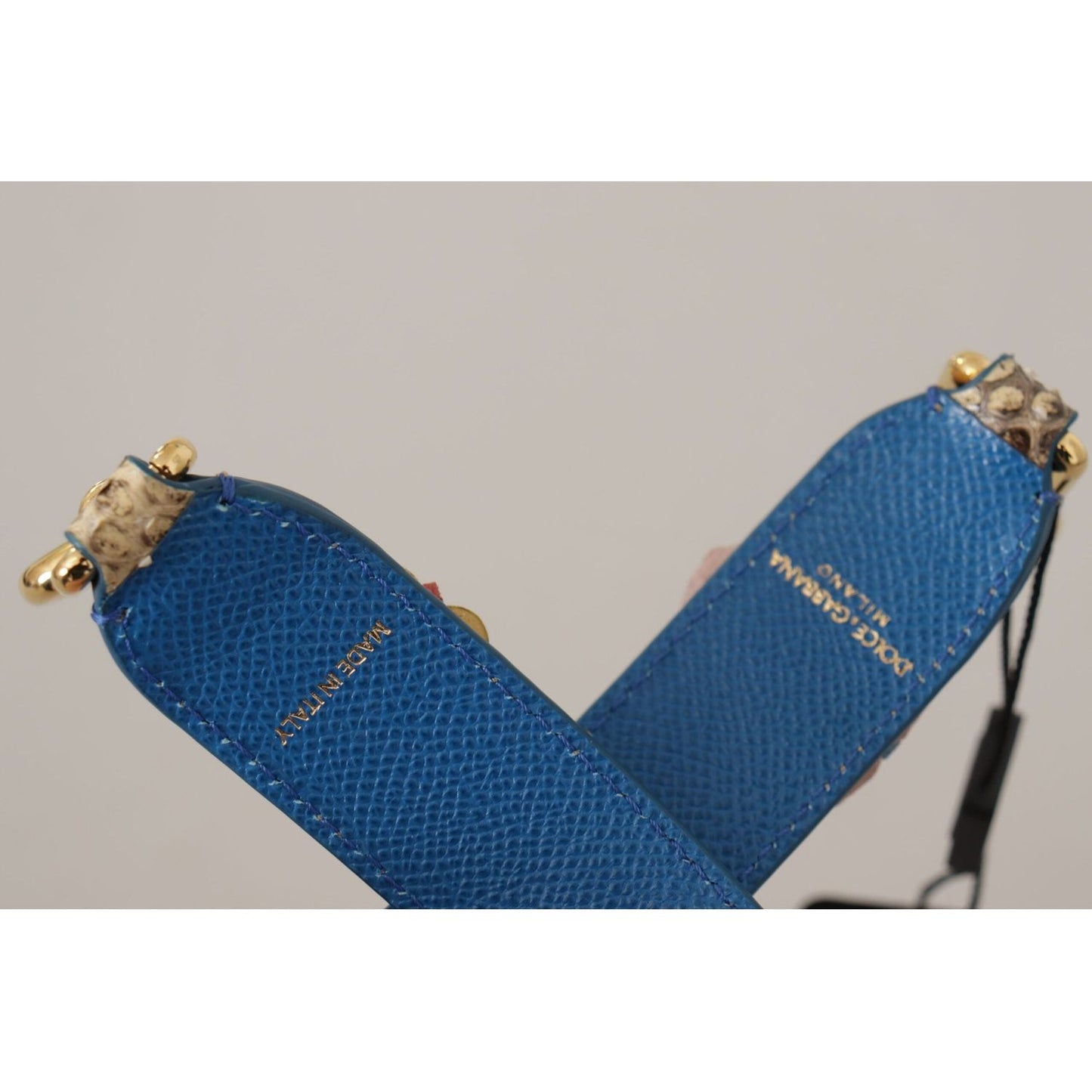Dolce & Gabbana Elegant Beige Python Leather Strap beige-python-leather-floral-studded-shoulder-strap