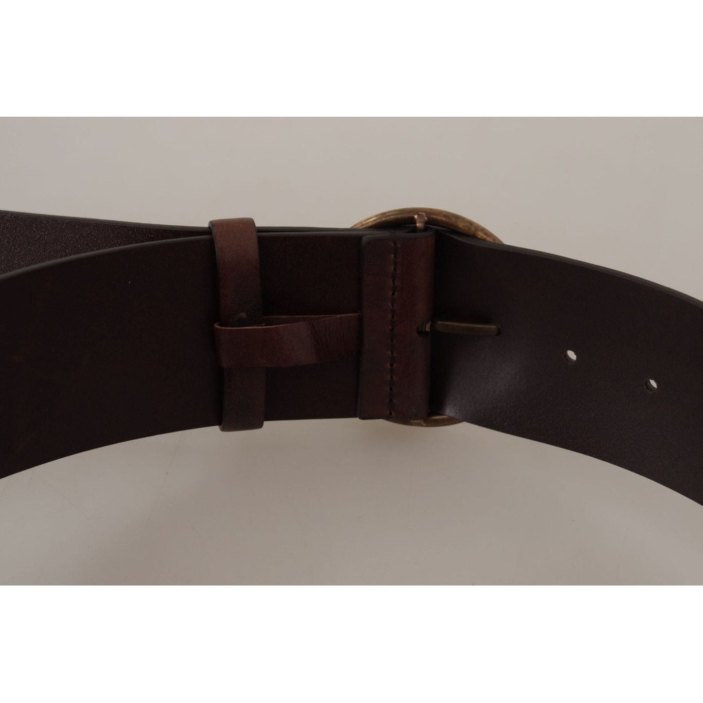Dolce & Gabbana Elegant Leather Belt with Engraved Buckle dark-brown-wide-waist-leather-metal-round-buckle-belt IMG_9739-2-scaled-01b3f5ce-4c9.jpg