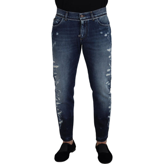 Dolce & Gabbana Elegant Blue Wash Regular Fit Jeans blue-wash-cotton-regular-denim-jeans-pants