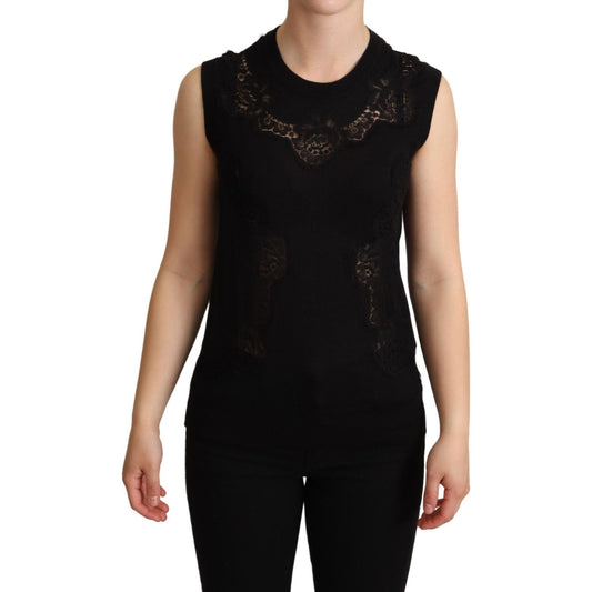 Dolce & Gabbana Elegant Sleeveless Cashmere Blend Top black-cashmere-silk-cutout-tank-top