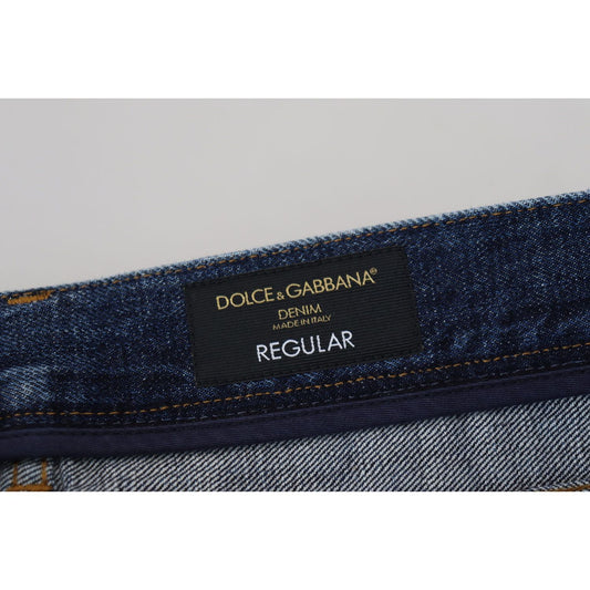 Dolce & Gabbana Elegant Blue Wash Regular Fit Jeans blue-wash-cotton-regular-denim-jeans-pants