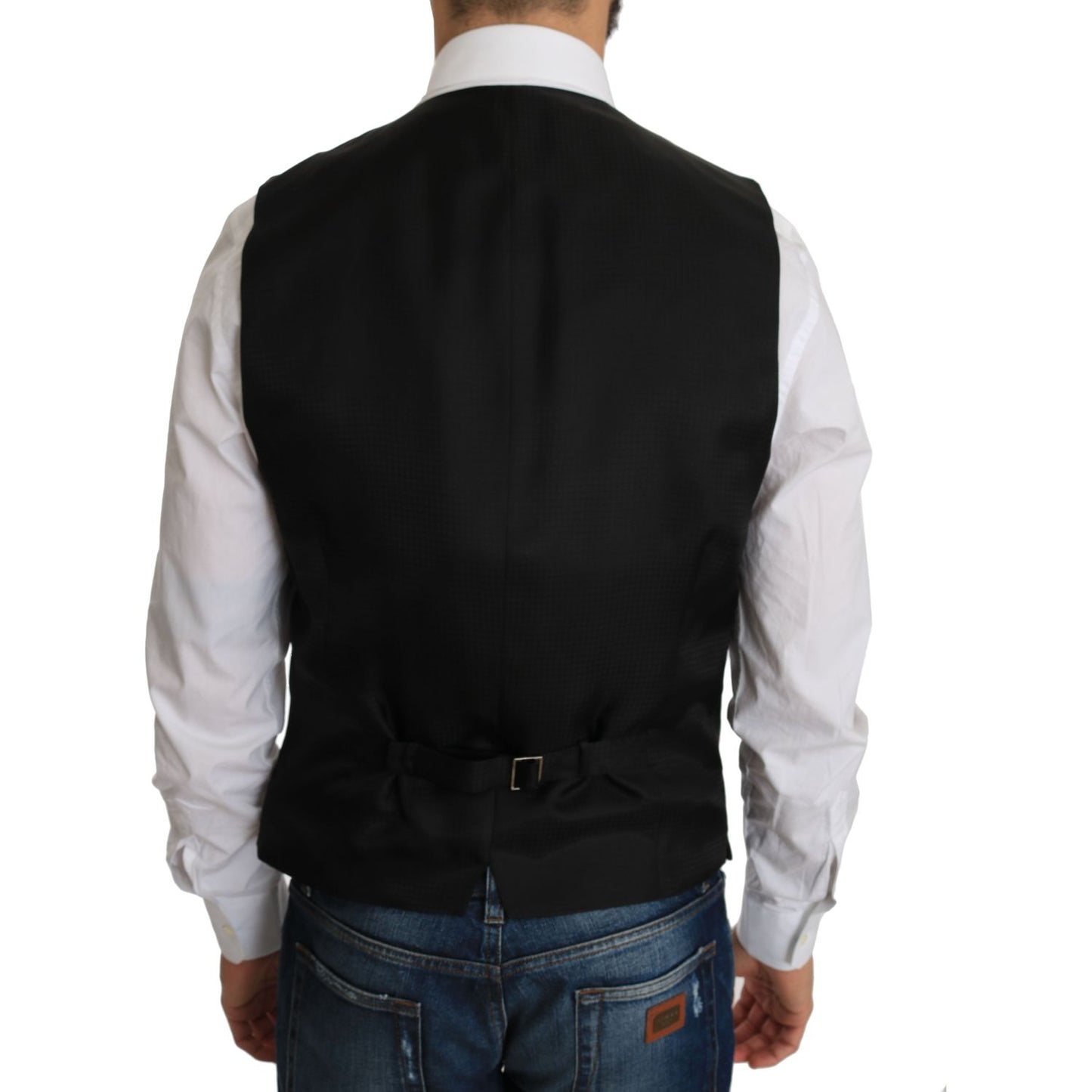 Dolce & Gabbana Elegant Black Silk Blend Formal Vest black-silk-dress-waistcoat IMG_9758.jpg