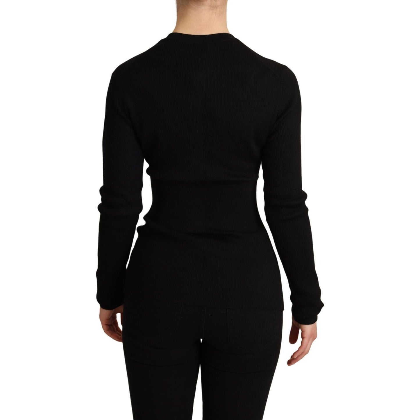 Dolce & GabbanaElegant Black Silk Cashmere CardiganMcRichard Designer Brands£549.00