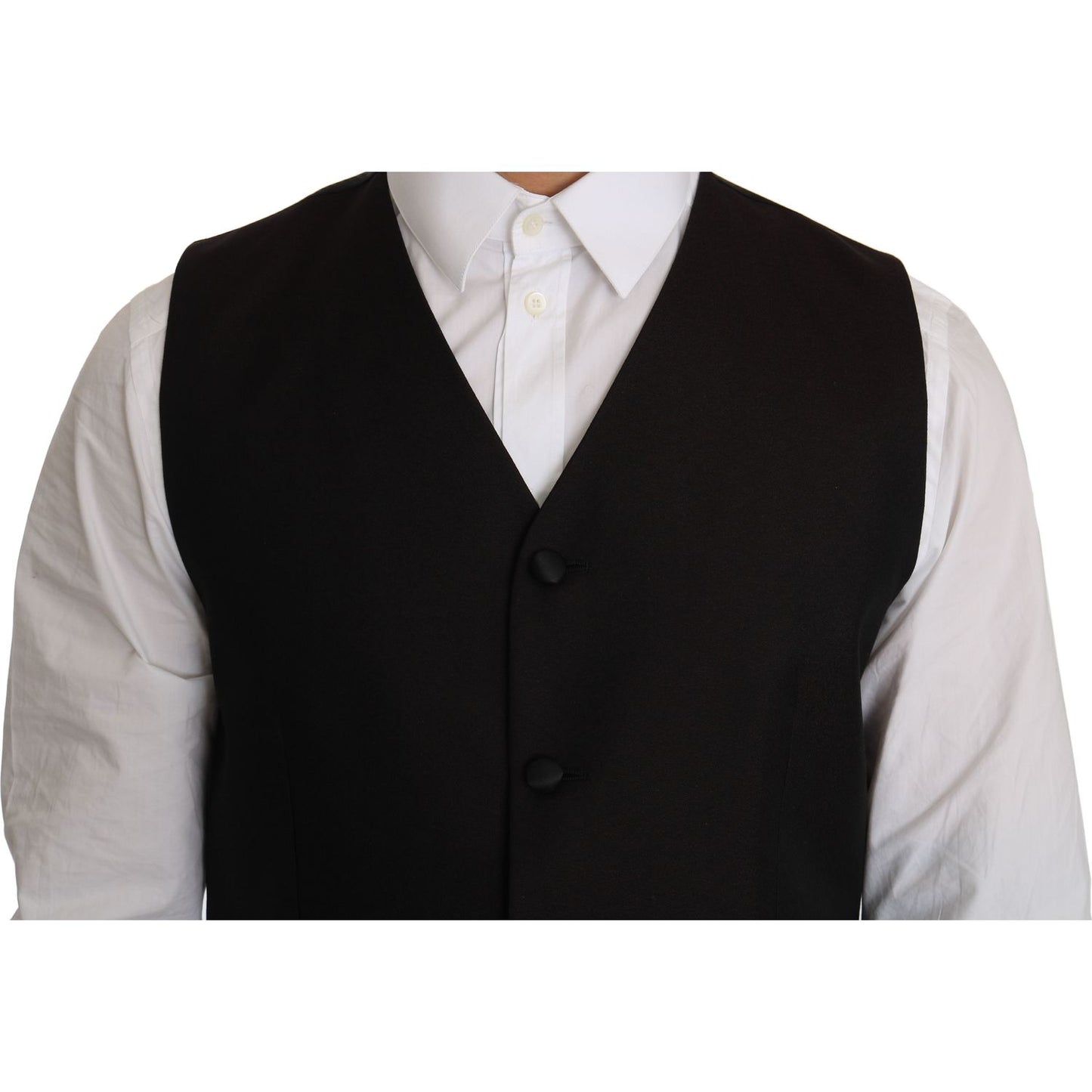 Dolce & Gabbana Elegant Black Silk Blend Formal Vest black-silk-dress-waistcoat
