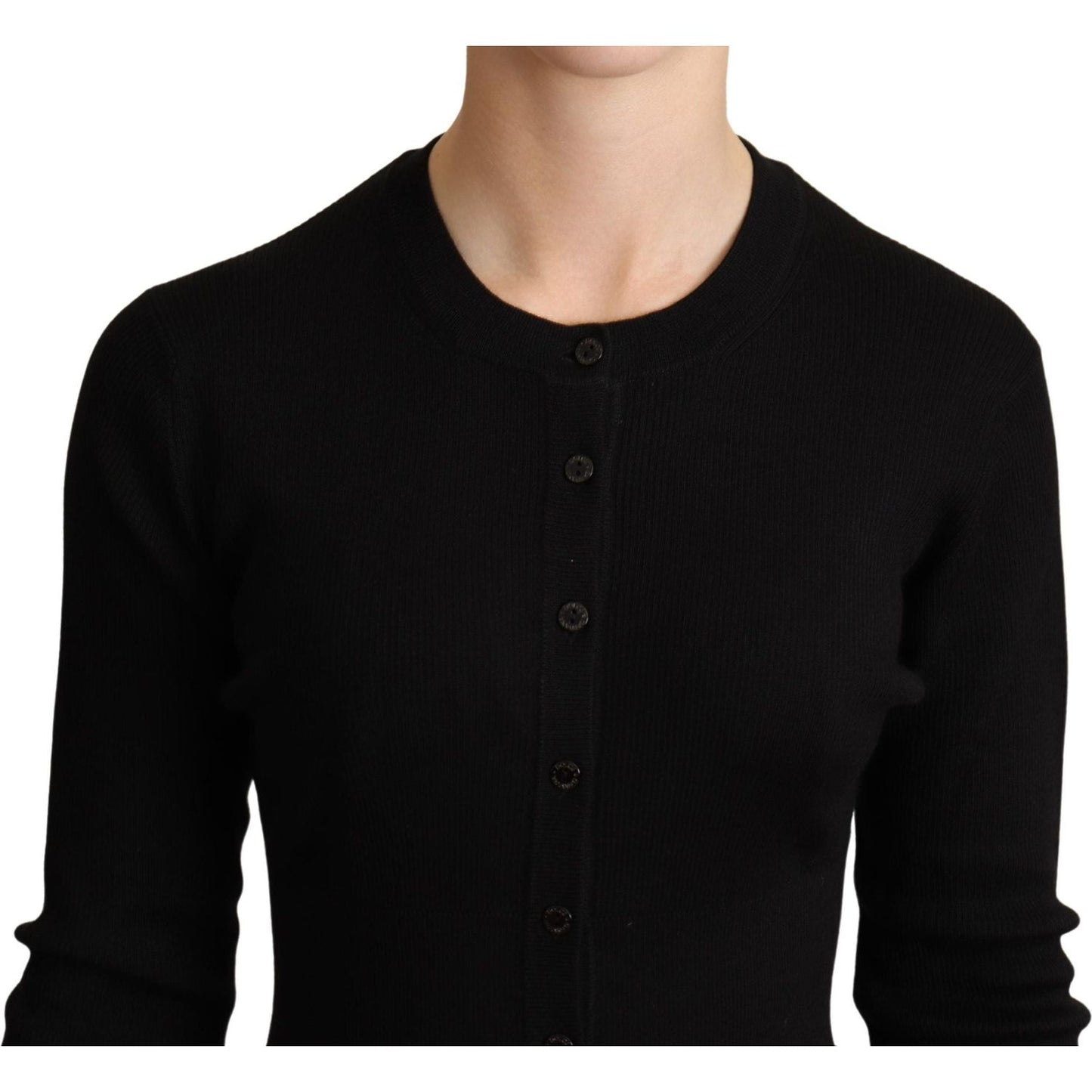 Dolce & Gabbana Elegant Black Silk Cashmere Cardigan black-cashmere-button-down-cardigan-sweater