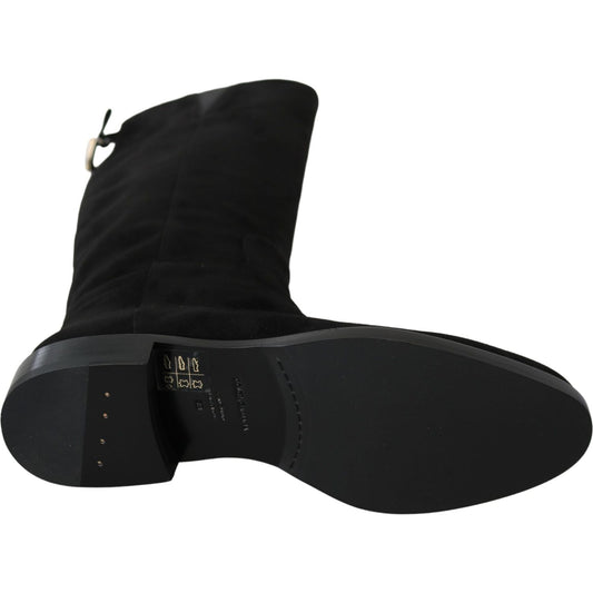 Dolce & GabbanaElegant Black Suede Knee High BootsMcRichard Designer Brands£659.00
