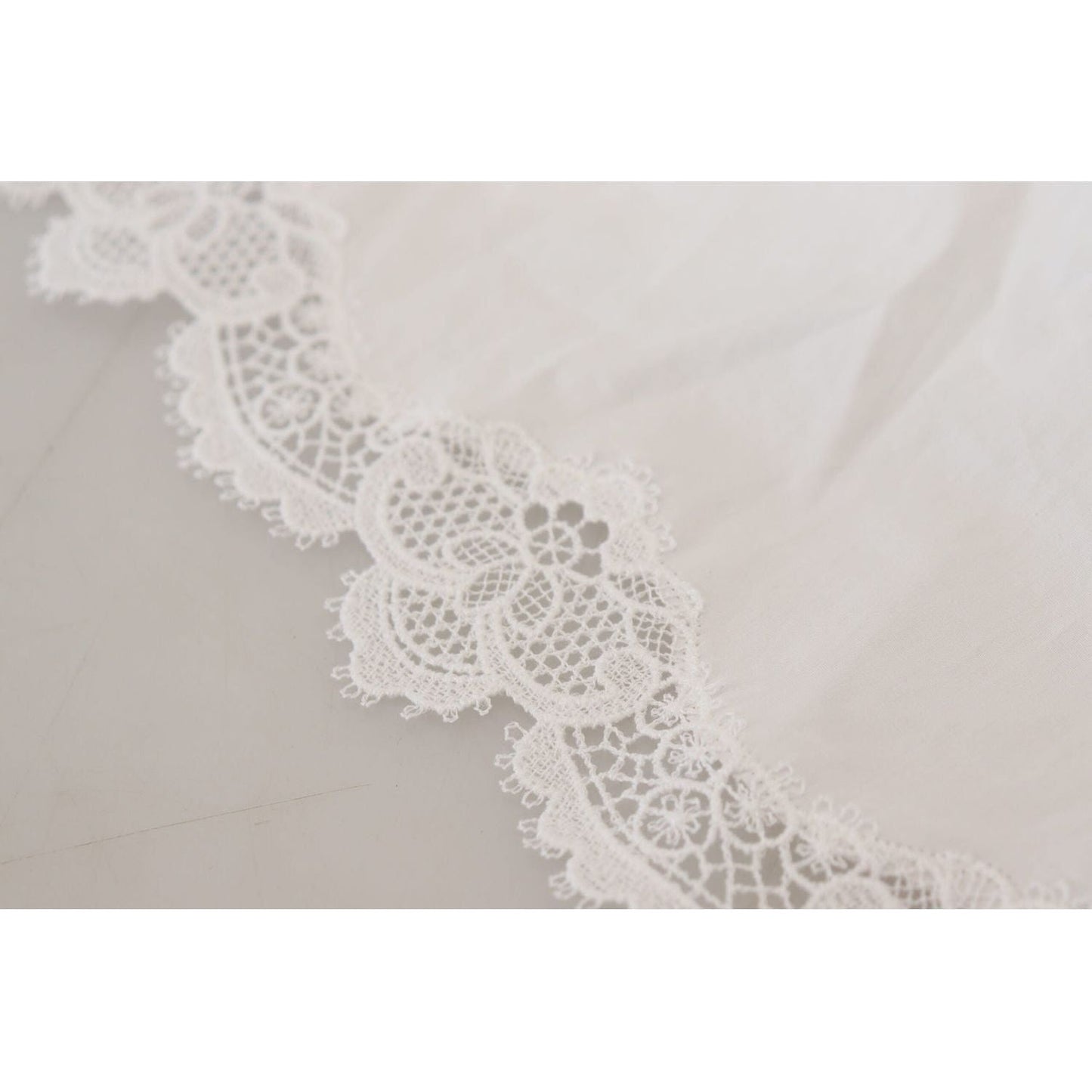 Dolce & Gabbana Elegant White Lace Trim Cotton Blouse white-cotton-lace-trim-turtle-neck-blouse-top