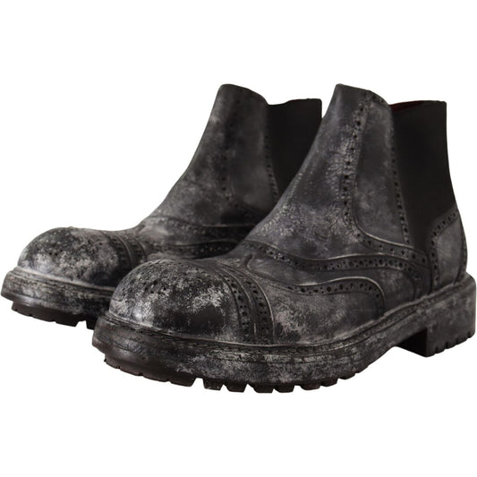 Dolce & Gabbana Elegant Gray Leather Ankle Boots gray-leather-ankle-casual-mens-boots IMG_9774-scaled-c60b6e5b-e8c.jpg