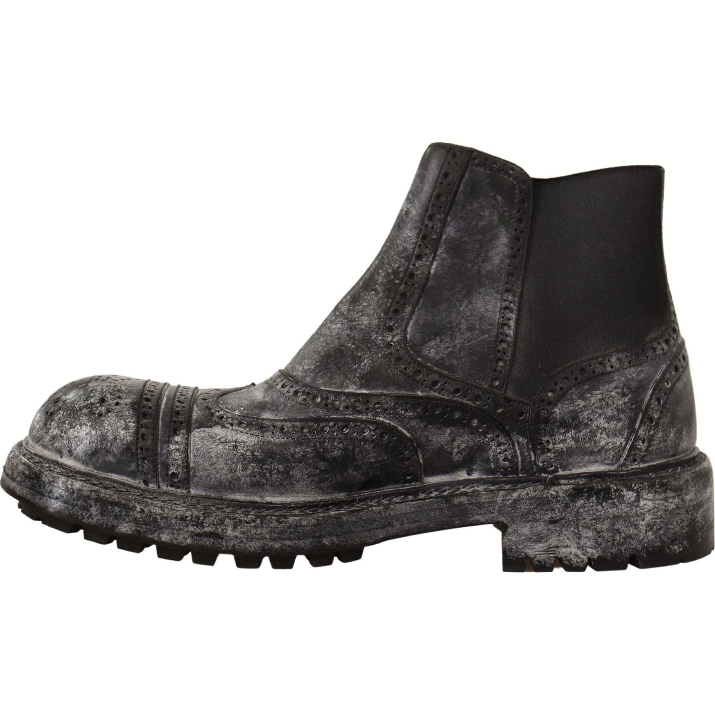 Dolce & Gabbana Elegant Gray Leather Ankle Boots gray-leather-ankle-casual-mens-boots