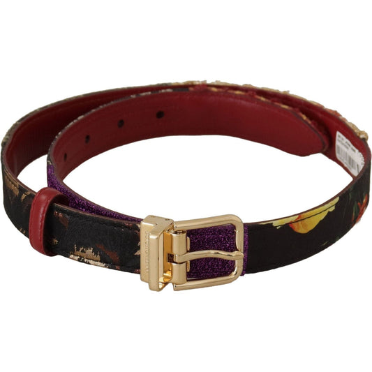 Dolce & Gabbana Multicolor Canvas Leather Belt with Engraved Buckle multicolor-patchwork-leather-gold-metal-buckle-belt