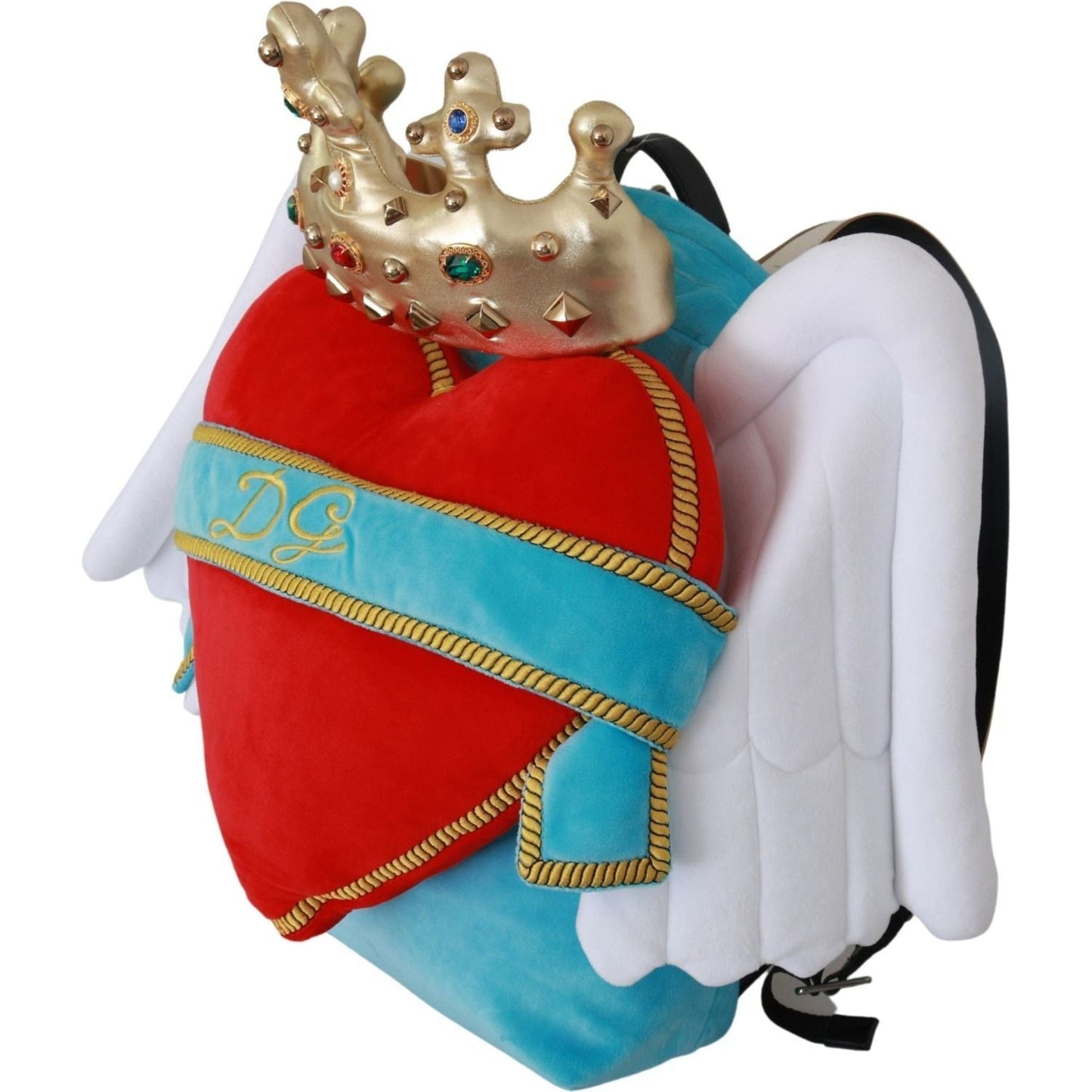 Dolce & Gabbana Jeweled Heart Wings Backpack Backpack red-blue-heart-wings-dg-crown-school-backpack