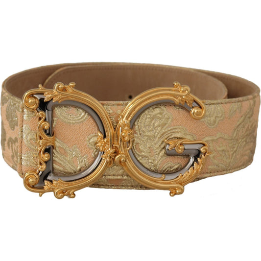 Dolce & Gabbana Elegant Leather Belt with Logo Buckle gold-wide-waist-jacquard-baroque-dg-logo-buckle-belt