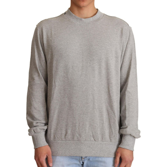 Dolce & Gabbana Sophisticated Gray Crewneck Sweater MAN SWEATERS gray-cotton-crewneck-pullover-sweater-1 IMG_9800-scaled-c02e5c72-709.jpg