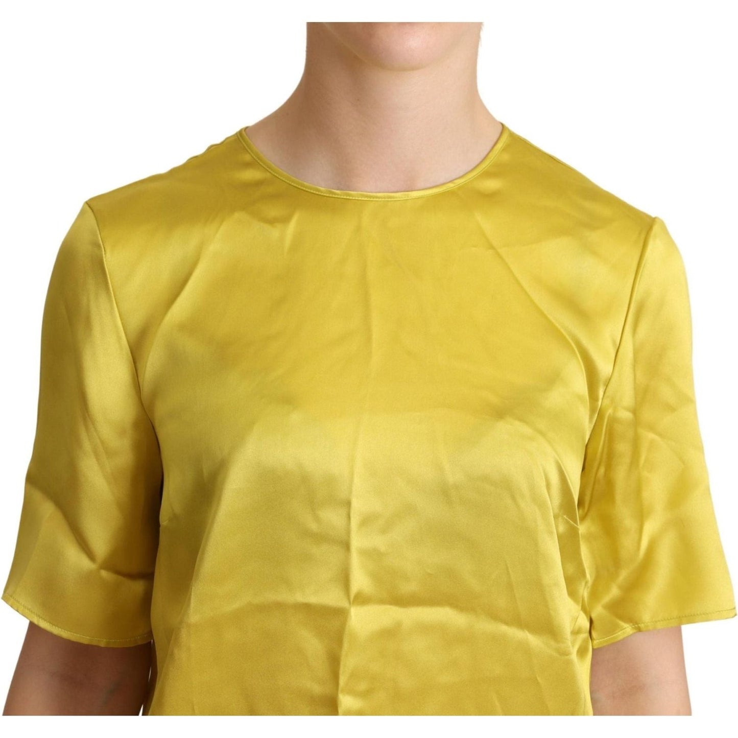 Dolce & Gabbana Elegant Silk Short Sleeve Blouse Top - Yellow yellow-silk-short-sleeve-blouse-t-shirt