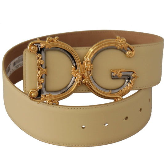 Dolce & GabbanaBeige Leather Engraved Buckle BeltMcRichard Designer Brands£509.00