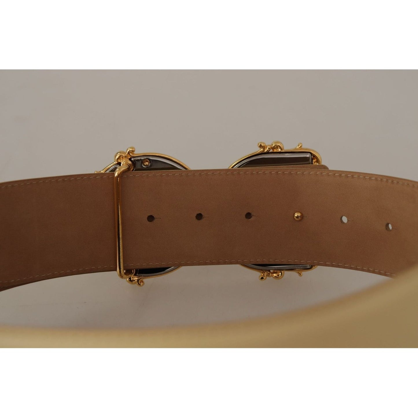Dolce & Gabbana Beige Leather Engraved Buckle Belt beige-wide-waist-leather-dg-logo-baroque-buckle-belt