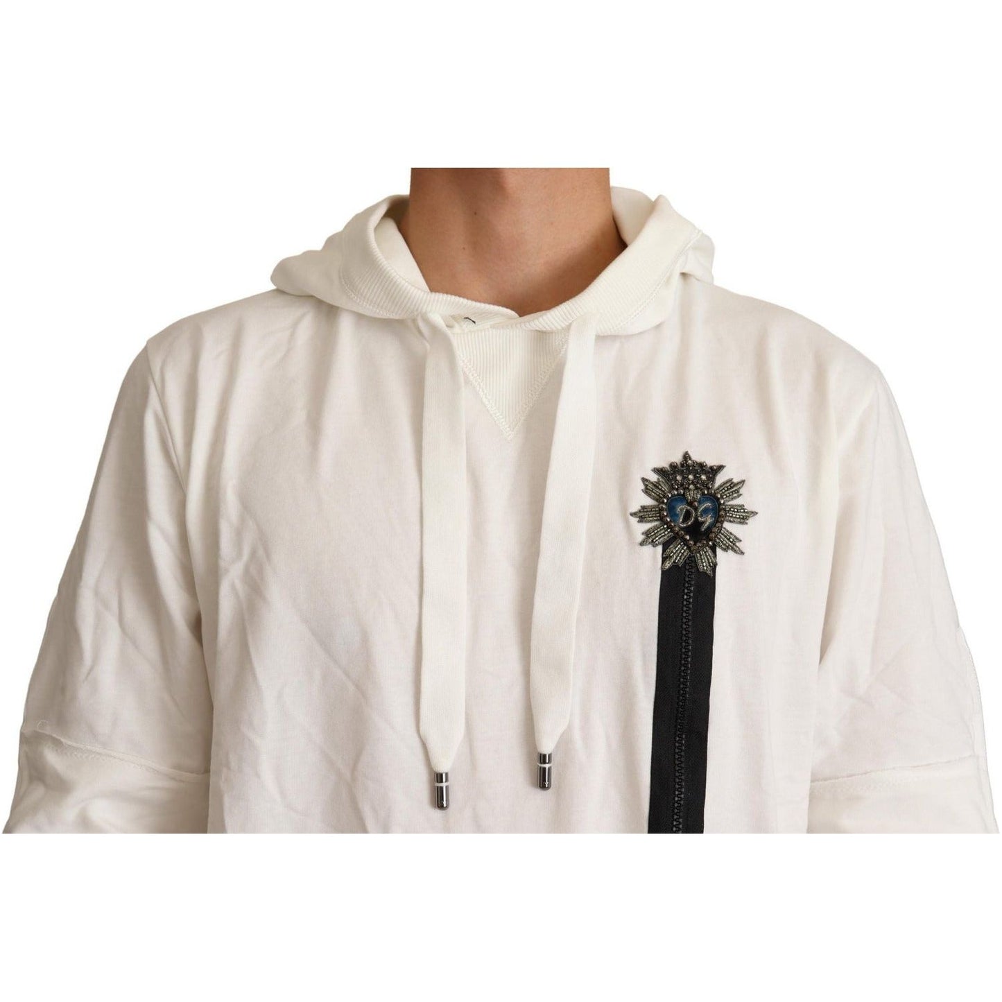 Dolce & GabbanaExquisite Off-White Cotton Hooded SweaterMcRichard Designer Brands£469.00