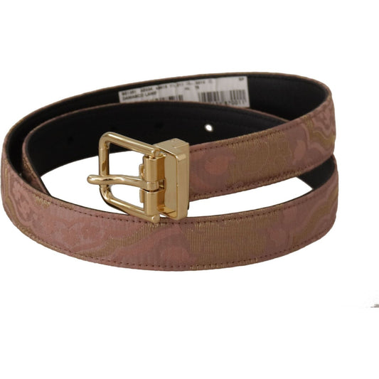 Dolce & Gabbana Chic Rose Pink Leather Belt with Logo Buckle rose-gold-leather-logo-engraved-metal-buckle-belt
