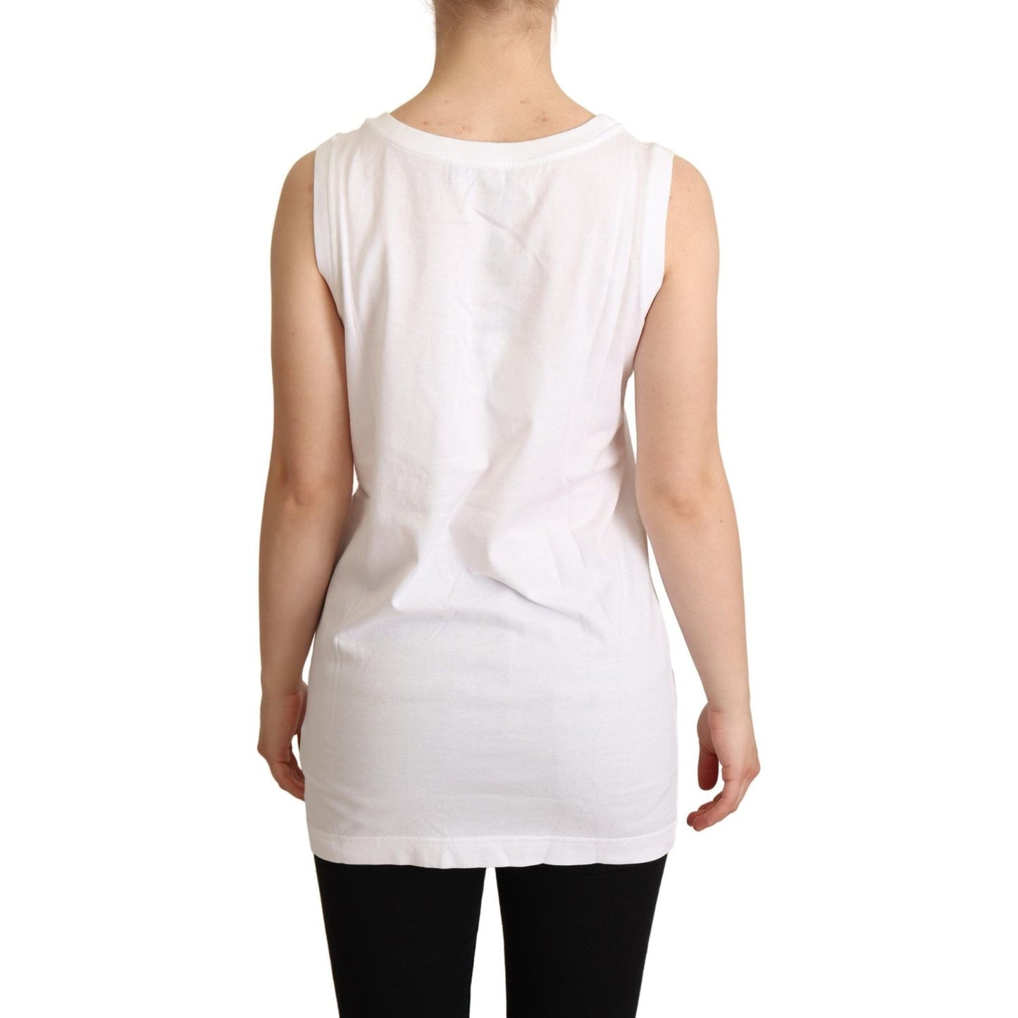 Dolce & Gabbana Crystal Embellished Heart White Sleeveless Tee white-la-moda-crystal-tank-top-t-shirt