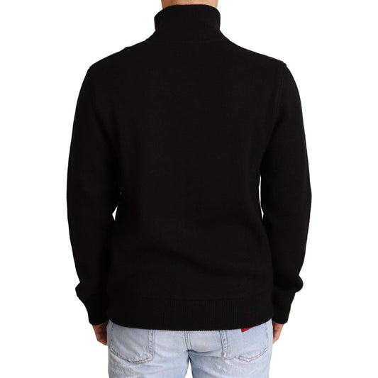Dolce & Gabbana Elegant High Neck Cashmere Blend Sweater black-cashmere-zipper-mens-sweater