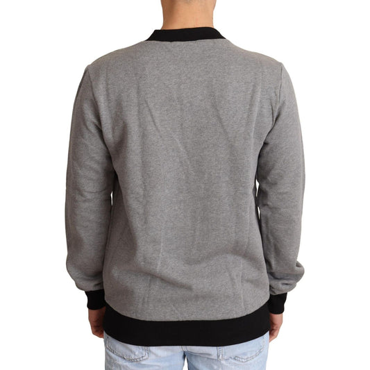 Dolce & Gabbana Elegant Gray Crown Motif Crewneck Sweater gray-crown-king-cotton-pullover-sweater