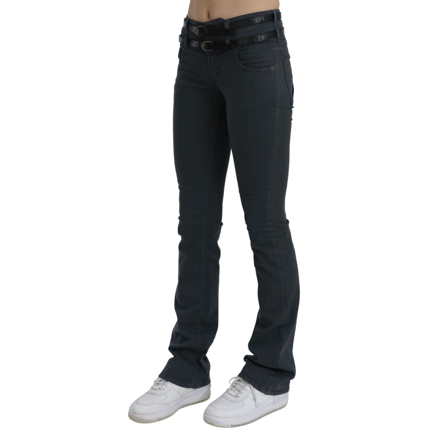 John Galliano Chic Mid Waist Slim Flared Denim gray-mid-waist-slim-flared-denim-trouser-jeans