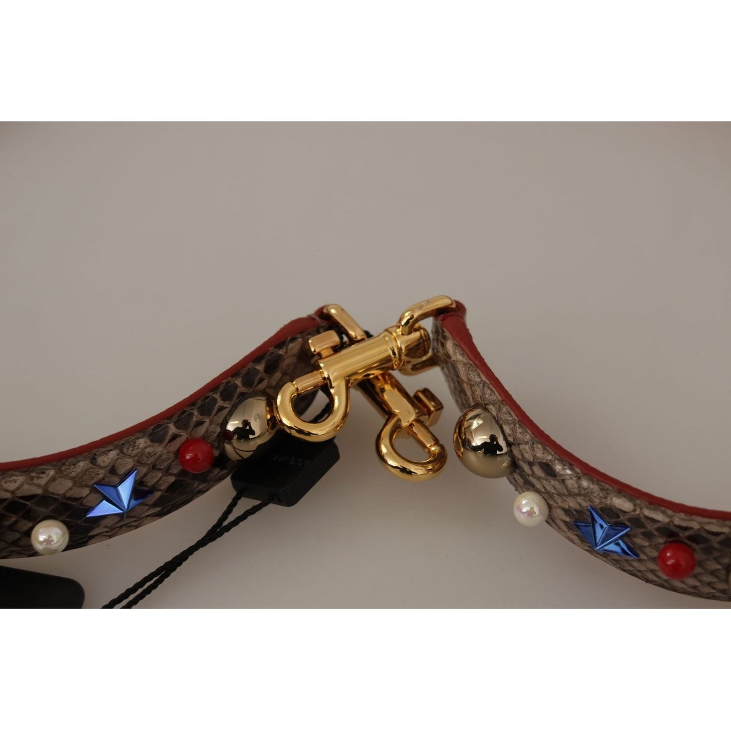 Dolce & Gabbana Elegant Python Leather Shoulder Strap brown-python-leather-studded-shoulder-strap IMG_9872-scaled-b87465e4-90e.jpg