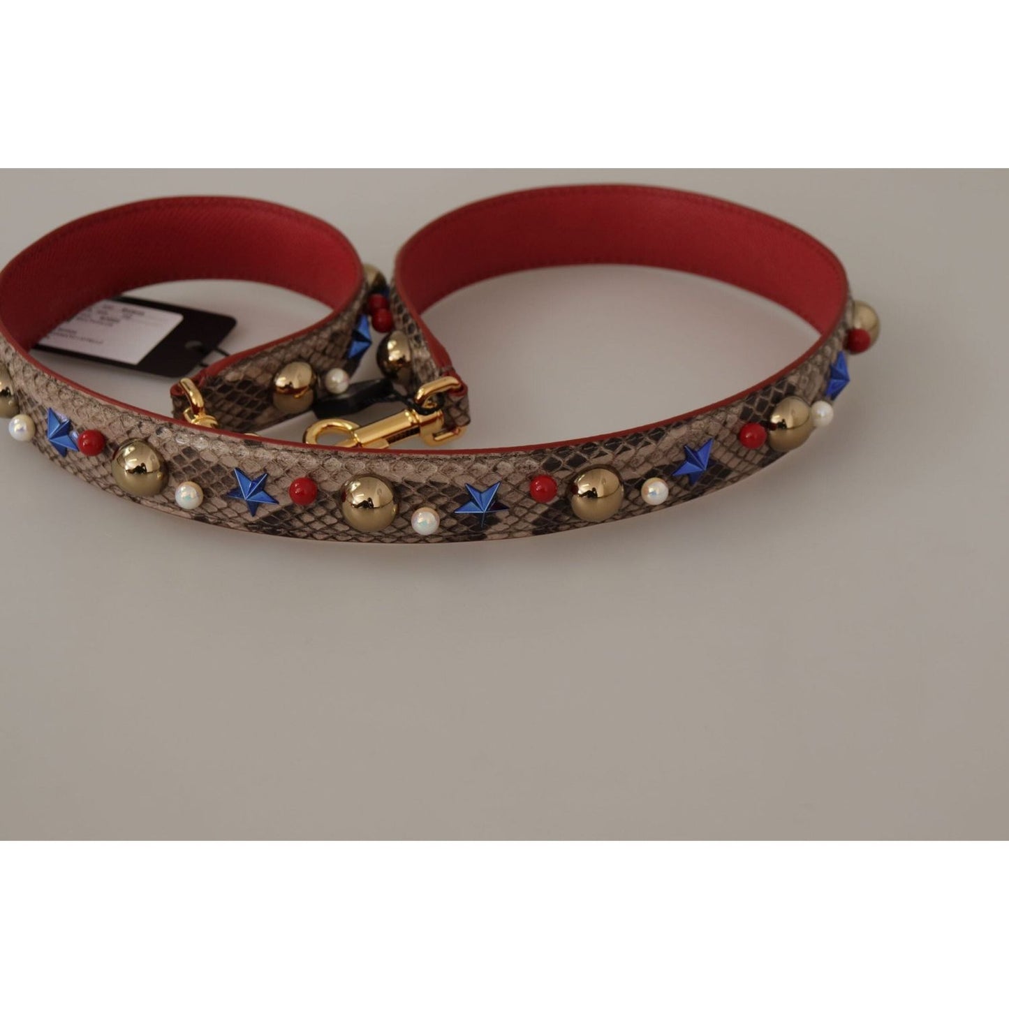 Dolce & Gabbana Elegant Python Leather Shoulder Strap brown-python-leather-studded-shoulder-strap IMG_9873-1-scaled-1f56b8d9-59e.jpg