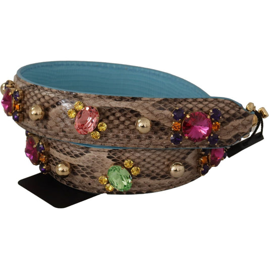 Dolce & Gabbana Elegant Python Leather Shoulder Strap Accessory brown-exotic-leather-crystals-shoulder-strap IMG_9877-2-scaled-ee144467-dab.jpg