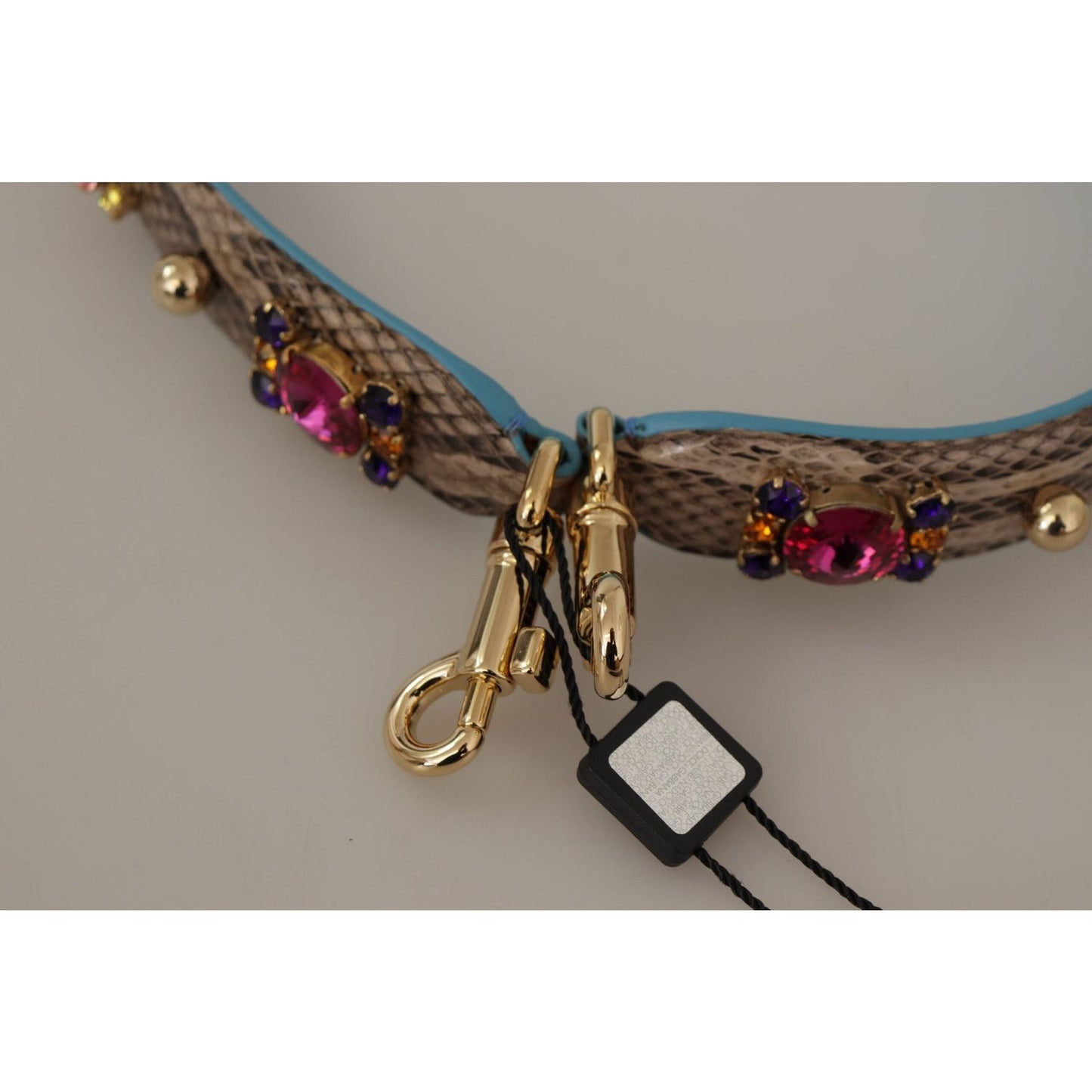 Dolce & Gabbana Elegant Python Leather Shoulder Strap Accessory brown-exotic-leather-crystals-shoulder-strap IMG_9878-1-scaled-1-5b6d2b62-cf7.jpg