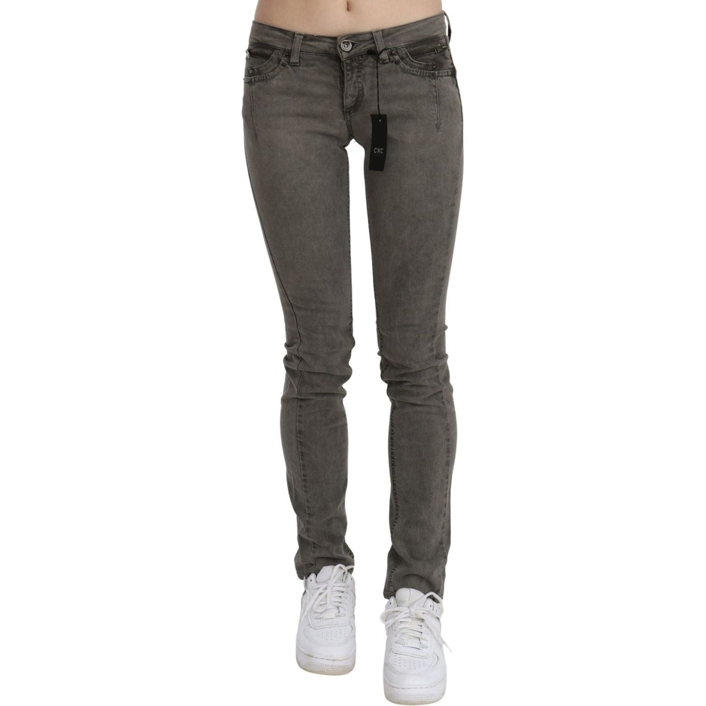 Costume National Chic Gray Slim Fit Cotton Jeans gray-low-waist-skinny-denim-cotton-jeans