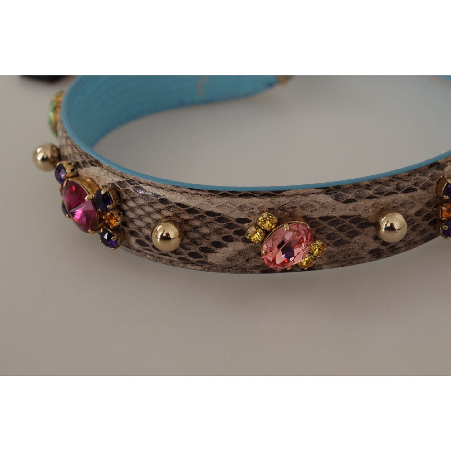 Dolce & Gabbana Elegant Python Leather Shoulder Strap Accessory brown-exotic-leather-crystals-shoulder-strap IMG_9881-1-scaled-054187c3-64f.jpg