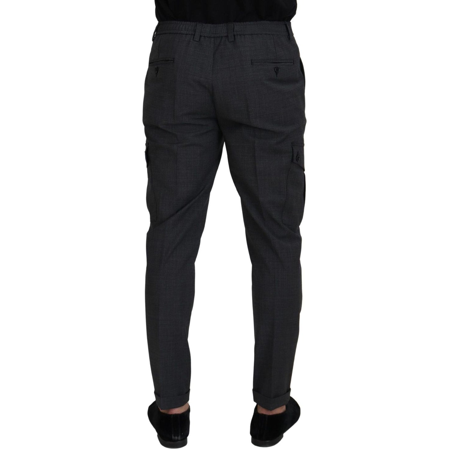 Dolce & Gabbana Elegant Checkered Slim Fit Cargo Pants gray-checked-cargo-trousers-stretch-pants