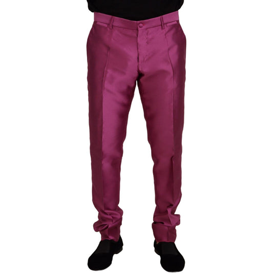 Dolce & Gabbana Elegant Slim Fit Formal Dress Pants in Pink pink-silk-slim-trousers-dress-formal-pants IMG_9892-scaled-09235e0e-734.jpg