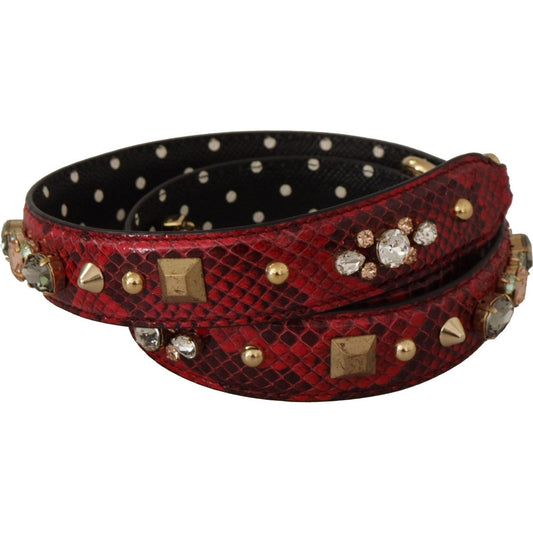 Dolce & Gabbana Red Python Leather Shoulder Bag Strap red-python-leather-crystals-reversible-shoulder-strap IMG_9896-1-scaled-e8d55f7e-3f3.jpg