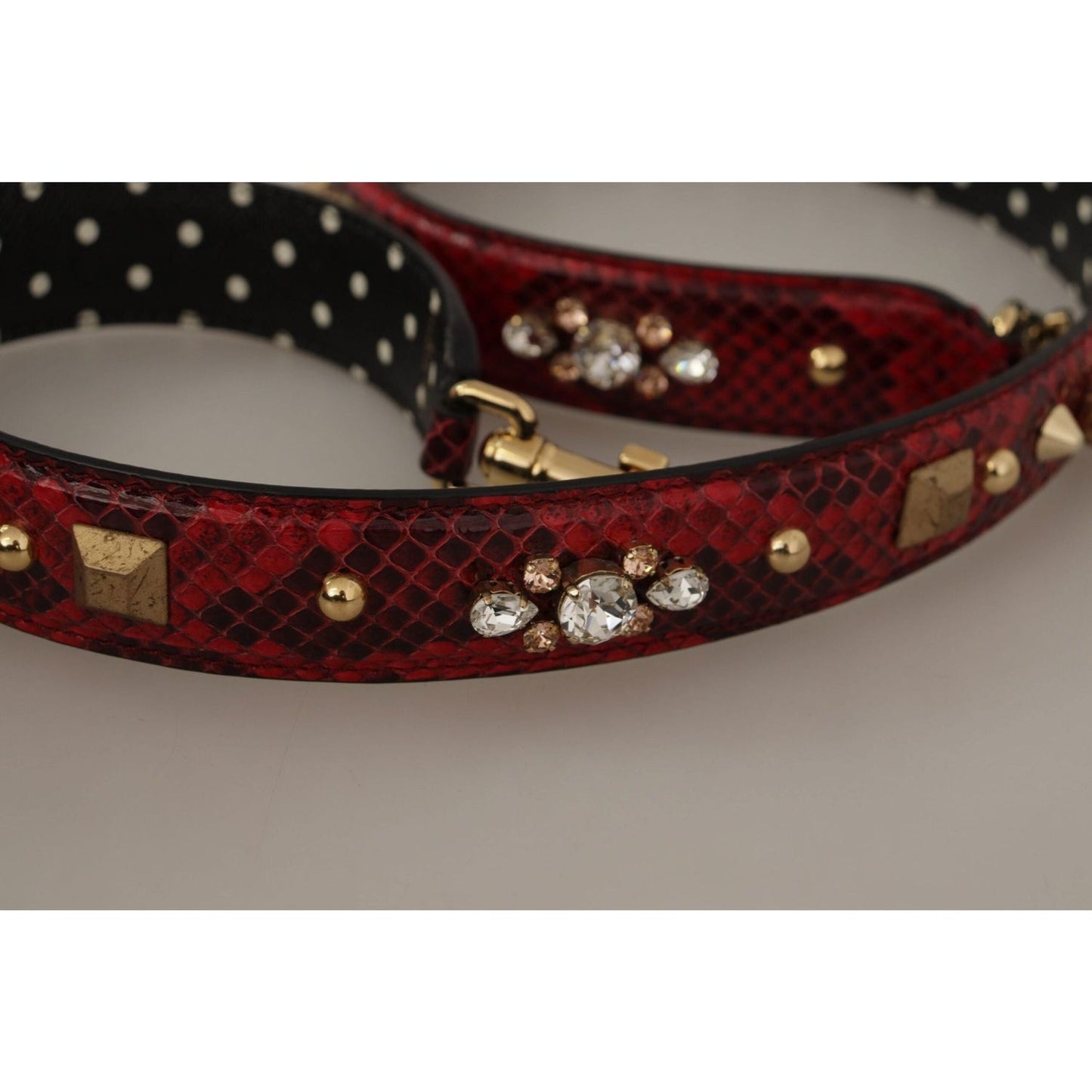 Dolce & Gabbana Red Python Leather Shoulder Bag Strap red-python-leather-crystals-reversible-shoulder-strap
