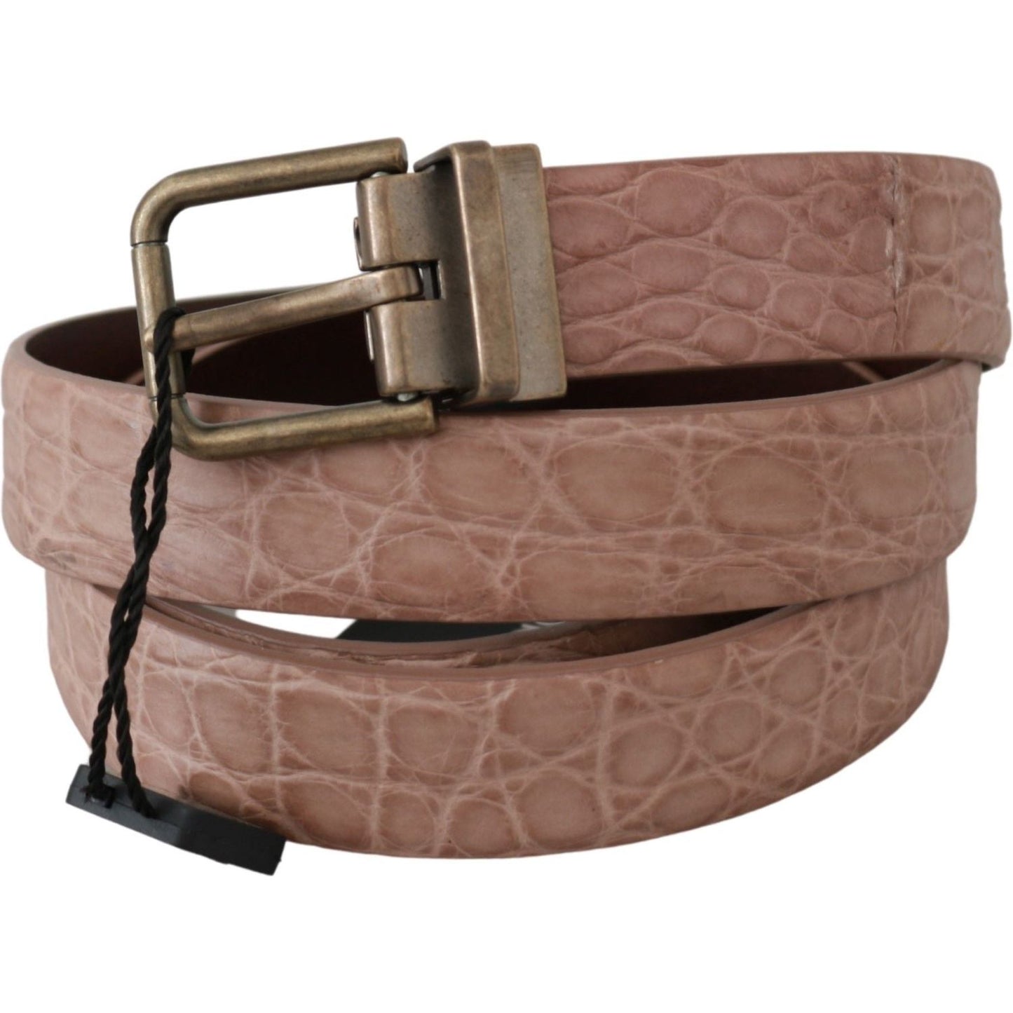 Dolce & Gabbana Elegant Exotic Skin Brushed Gold Buckle Belt Belt beige-exotic-skin-gold-buckle-leather-belt